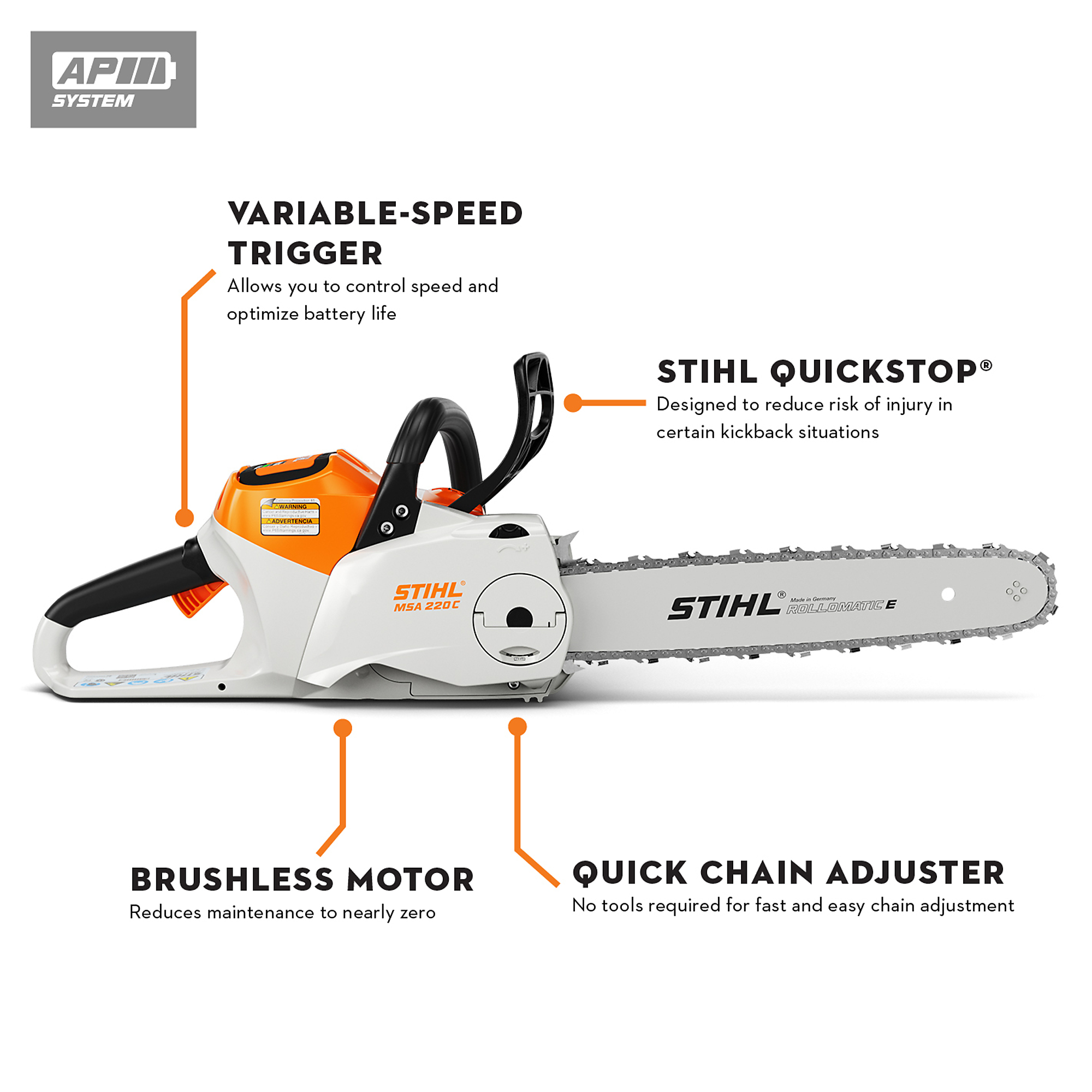 STIHL Lithium-Ion Chainsaw, 16in. Bar, Model# MSA 220 C-B Set 16